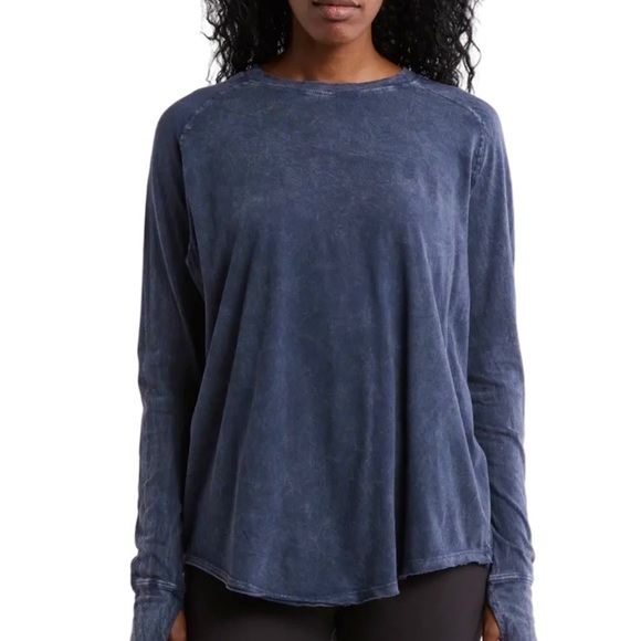 Zella Tops - 🔴 5 for $10 Zella Ink Blue Mineral Wash Cotton Relaxed Fit Jersey Top L